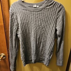 GAP Women's Gray Ribbed Crewneck Sweater